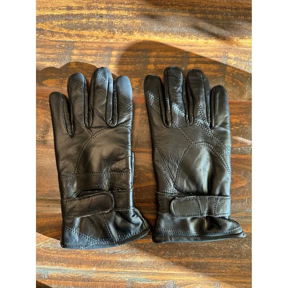 100% Leather Gloves Womens‎ Black Winter Driving One Size